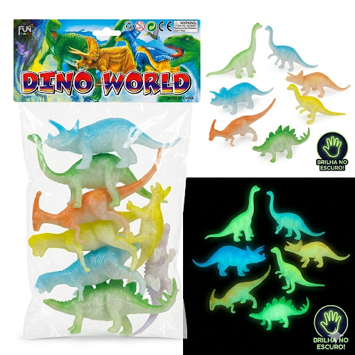 Kit dinossauros brilha no escuro